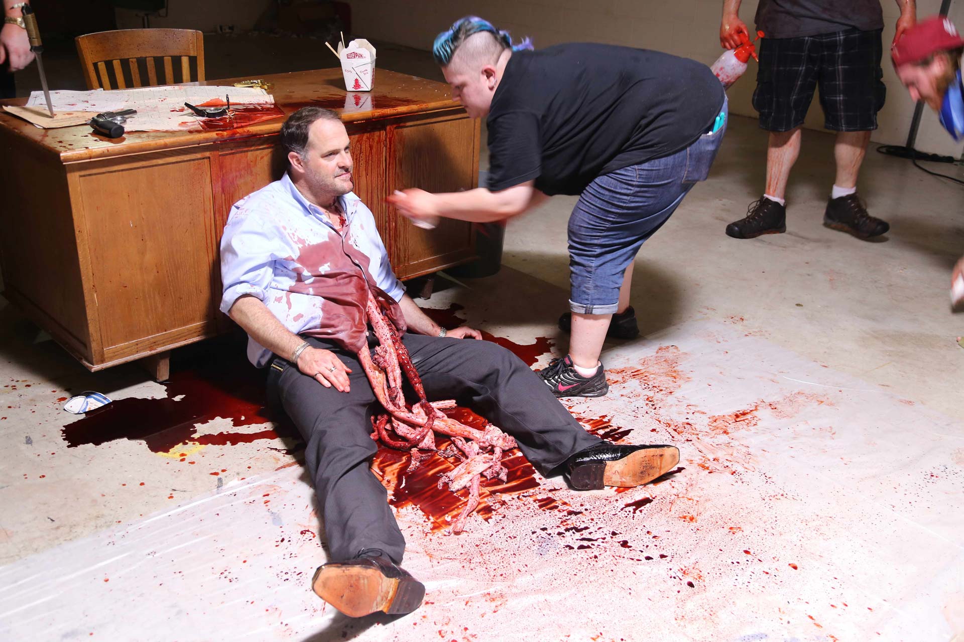Blood and guts on the set of Chris McInroys Bad Guy2