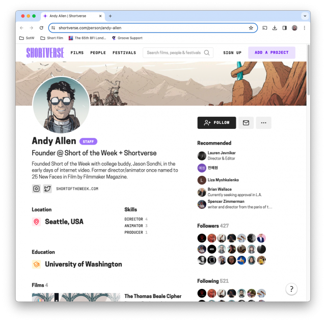 Shortverse Profile Page