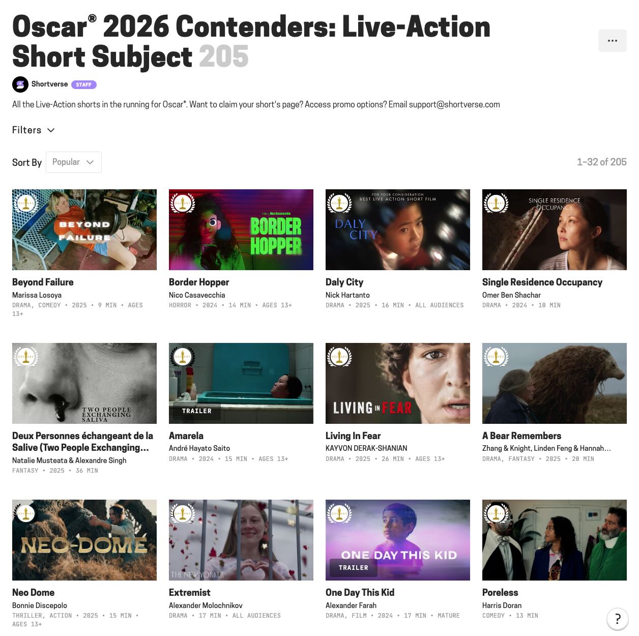 Surveying The Oscar 2026 Contenders Live Action Short Film Short Of